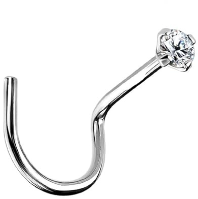 I Nasenstecker I Echter Diamant + Echt 750 Massiv Weißgold I Maße 0,8 x 6 x 1,4 mm I Die Echtheit des nebenstehend beschriebenen Artikels wird hiermit garantiert I POLI-47005 I