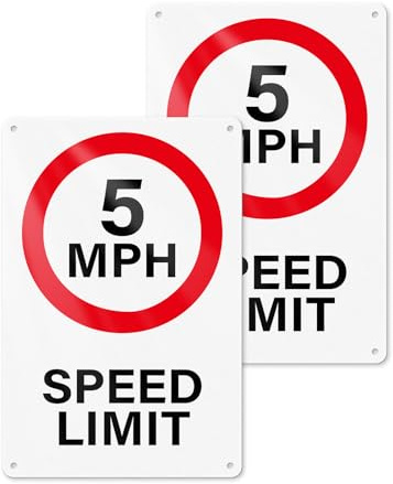 YIKIADA 5 MPH Speed Limit Signs 300 mm × 200 mm Aluminum Self-adhesive Outdoor Traffic Safety Signage for Driveway Parking Office Warehouse School Yard Pack of 2