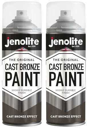 JENOLITE Cast Bronze Spray Paint, 2 x 400 ml, Textured Cast Bronze Effect Paint, Realistic Bronze Paint, Multi-Surface Spray Paint, Perfect for DIY Projects,