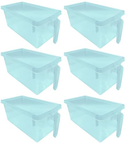 Tradineur - Pack de 6 Cajones Organizadores Reutilizables para Frigorífico - 1 Compatimento Transparente con asa - Apto para lavavajillas - Fabricado en España - 12 x 15 x 29 cm