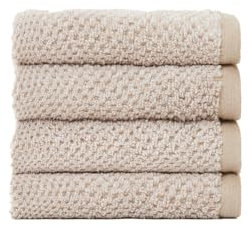 Cozy Earth Nantucket 60% Cotton 40% Viscose from Bamboo Washcloth - 600 GSM Plush & Fast-Drying with Rice Weave Pattern - 4 Pack 13 x 13 Luxury Washcloth - Sand
