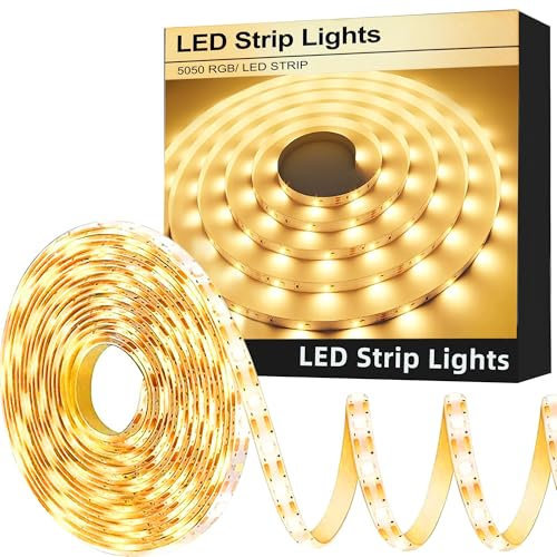 FUPT LED Strip 5m USB Warmweiss 3000K LED Lichtband LED Streifen Warmweiß 300 LEDs dimmbar für Spiegel Deko,Party Schlafzimmer, Küche, Heimdekoration