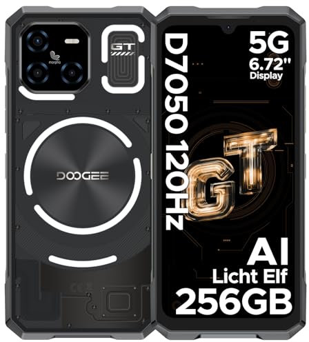 DOOGEE Blade GT Outdoor Handy Ohne Vertrag 5G mit LED Lichteffekt 32GB+256GB, Dimensity 7050, Ultradünnes Outdoor Smartphone 6.72” FHD+ 120Hz, 48MP+20MP AI Kamera Fingerabdruck/Face ID/Dual SIM/NFC