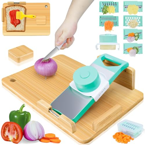 Tabla de cortar adaptable con una sola mano, herramientas de cocina para discapacitados con topes de pan y picos de acero, tablas de cortar y cortar antideslizantes, fácil de limpiar, ideal para