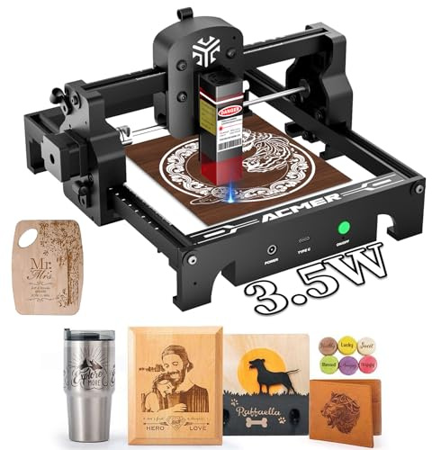 ACMER S1 Laser Graviermaschine für Metall/Glas/Holz, 2500mW/3500mW/6000mW Laser-Ausgangsleistung, lasergravur maschine, gravur werkzeug, DC24V (schwarze, S1 3.5W)