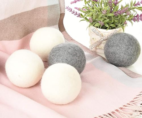 Wool Dryer Balls Organic XL 4-Pack 100% New Zealand Wool Eco Dryer Balls Laundry by Handmade Reusable Natural Fabric Softener Reduce Wrinkles, Save Time & Energy