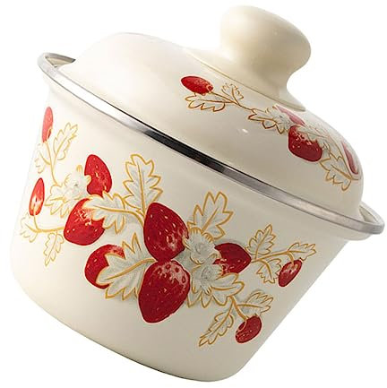 Cabilock 1 Ciotola Smaltata Vintage Zuppiera Con Coperchio Capacità Per Uso in Cucina Stile Casuale