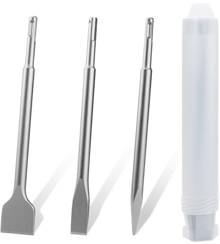 SDS Plus Meißel Set,3-teiliges Fliesemeißel enthalten Breitmeißel Spitzmeißel, 20 x 250mm | 14 x 250mm | 40 x 250mm, Meißel SDS Plus Set für Beton & Mauerwerk