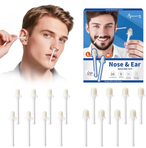 Beauty7 Nasenwachs, 16 Stäbchen, Nasenhaarentferner, Schmerzfrei, Unisex | Schmerzfreie Nasen- und Ohrenhaarentfernung in Sekunden. 16 gebrauchsfertige Wachsstäbchen für Männer und Frauen.