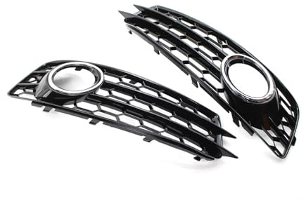 1 Paar Chrom-Schwarz-Auto-Nebelscheinwerfer-Abdeckung, Waben-Stil, Nebelscheinwerfer-Kühlergrill, kompatibel for Audi A3 8P S-Line 2009 2010 2011 2012