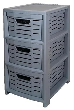 BELLI E FORTI Cassettiera Multiuso in Plastica Uniko 3 Cassetti Grigio 36,5 × 28,5 × 51,5 cm