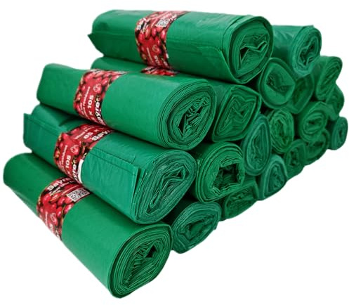 Bolsas de Basura Verdes de 100L – Pack 200 Unidades (20 Rollos) Bolsas de Comunidad 85 x 105 cm