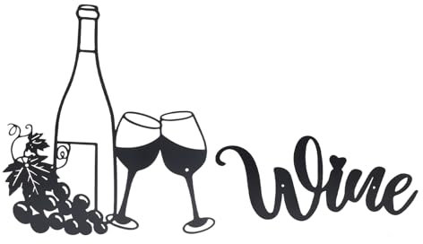 TOPINCN Metal Wine Wall Art, Elegant Wine Bottle Wall Decor with Lettering Decorations, Modern Vine Art, Suitable for Home, Kitchens, and Parties
