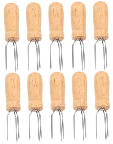 TOYANDONA 10piezas Soportes para Mazorcas De Maíz Tenedores para Maíz De Madera Soportes para Mazorcas De De Acero Inoxidable para Barbacoa Picnic Dulce Carne Fruta