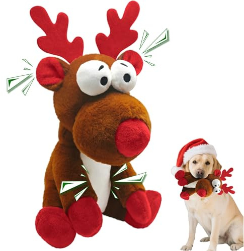 Hundespielzeug Spielzeug Hund Kuscheltier Welpenspielzeug Quietschend Plüsch Hundegeburtstag Hundezubehör Hunde Spielzeug für Welpe Kleine Große Hunde (Hirsch)