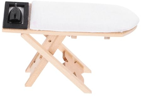 BESPORTBLE Mini Table à Repasser Miniature Bois avec Fer à Repasser Noir Accessoire Maison de Poupée DIY pour Décoration Créative et Jeu Éducatif