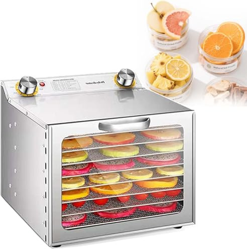 CUTANGELAR Essiccatore Frutta Acciaio Inossidabile,Disidratatore ad Alta Efficienza, Acciaio Inossidabile, Circolazione Aria 360°, per Carne Secca, Frutta, Verdure, con Griglie.(8Layers/400W)