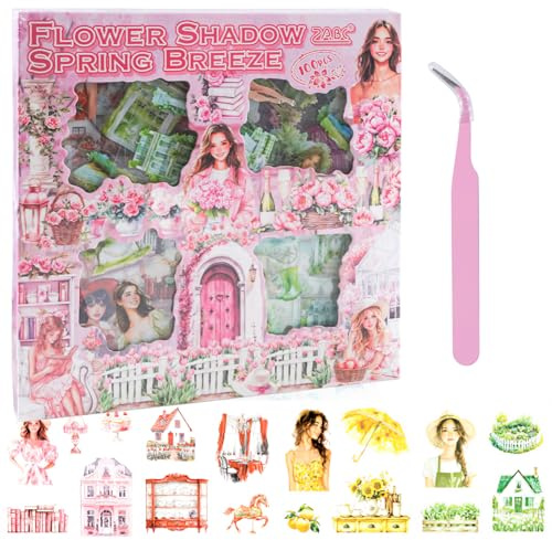 Frühjahr Thema PET Scrapbook & Aufkleber Set - 100+ Stück FrühjahrJournaling Kit mit Aquarell PET Aufkleber, Vintage Frühjahr Szenen für Scrapbooking, Journal Dekor, Handwerk Geschenke (Frühjahr)