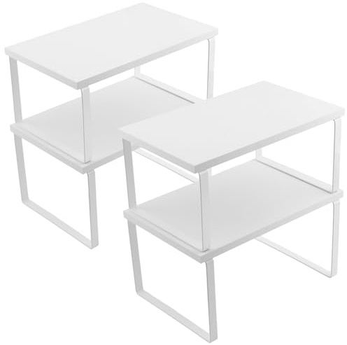 YIXNSW Gewürzregal, 4er Set Weiß Schrank Organizer Küche, 29,7 x 19,5cm Stapelbar Küchenregal für Küchenschrank