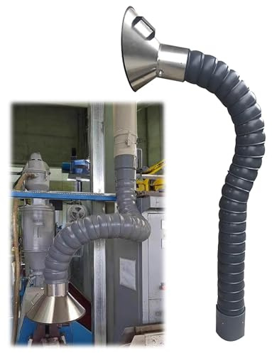 Braccio di aspirazione fumi flessibile a 360° con cappa - Tubo flessibile for fumi articolato industriale for saldatura, brasatura, aspirazione polveri in officina e laboratorio(Dia:11cm,250cm/8.2ft)