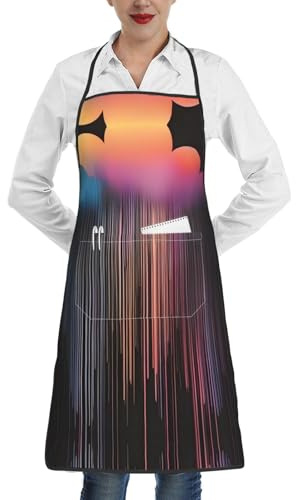 WXCJWD Delantal de trabajo impermeable para hombre y mujer, diseño de arco iris, para cocinar, asar, jardinería, carpintería, ajustable
