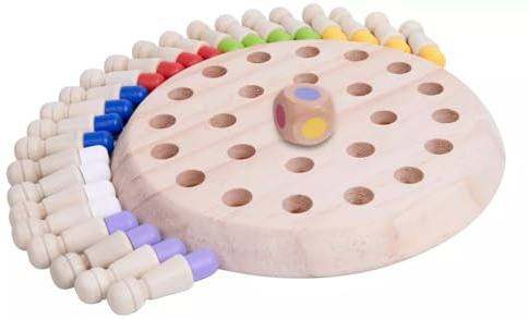 Wooden Memory Chess Game, Educational Color Matching Board Game with Multi-Colored Pegs, Classic Strategy Learning Toy