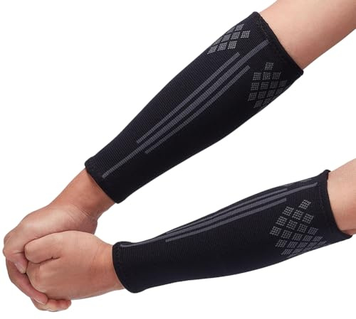 CREATCABIN 2 pz. Manicotti per Avambraccio Pallavolo Neri Nylon Traspirante per Passaggi Colpi Compressione Protezione per L'Allenamento Sportivo per Basket Calcio Baseball Donne Uomini