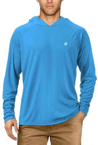 Roadbox Men's Sun Protection Swim Hoodie Long Sleeve, Quick Dry Fishing Shirts Lightweight, UV Breathable Running Tops