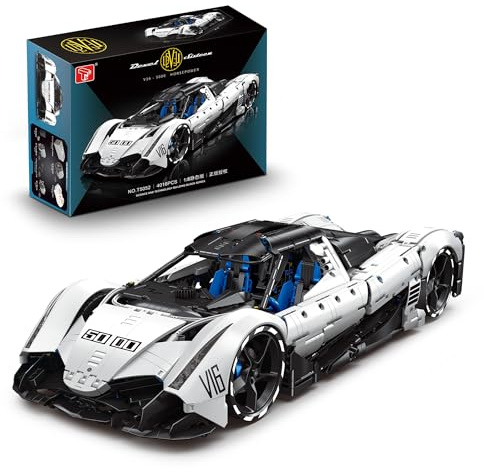 FigureArt TGL-T5052 Technik Sportwagen Bausatz für Devel Sixteen, 4016 Teile 1:8 mit 5 Motoren Groß Ferngesteuert Auto Klemmbausteine(Originalverpackung) (Statische Version)