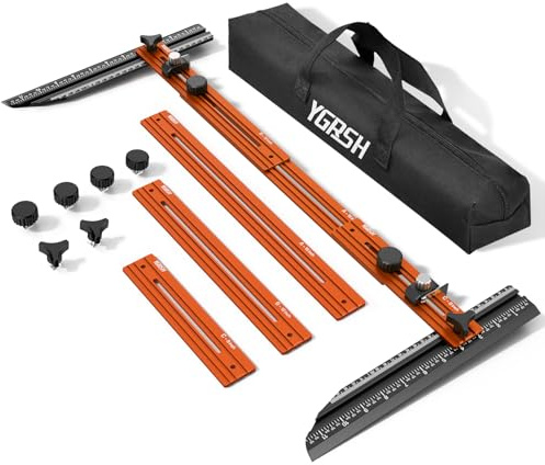 Stair Tread Template Tool - Precision Stair Gauge Measuring Tool with Self Locking Width, 8-72 Inches Lightweight Stair Tread Tool & Jig for Steps Measuring & Scribe, Orange