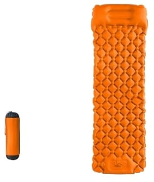 Materasso ad aria da campeggio doppio con cuscino, materassino gonfiabile per esterni, impermeabile e portatile (arancione, per una persona)