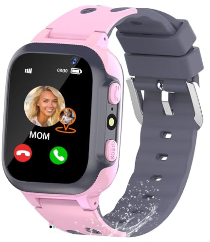 EUNICECG Smartklocka för Barn med GPS-Tracker Lampa Röstchatt Telefon SOS | Spel Väckarklocka Klassrumsmodell IP68 Vattentät Smartwatch Barn Digitalt Smart Watch for Flickor Pojkar Födelsedag Gåvor