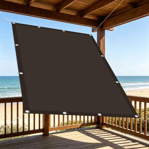 Vele Parasole 180 x 180 cm Protezione UV Resistente Vele Ombreggianti con Occhielli e Corda per Esterno, Giardino e Terrazza, Balconi, Pergola Piscinae Campeggio, marrone