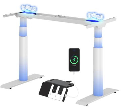 FLEXISPOT Escritorio Elevable con Doble Motor, Patas Redondas | CylineX Pro Patas de Escritorio Elevable con Panel de Control Tipo Piano,Carga 200 kg, Sistema Anticolisión