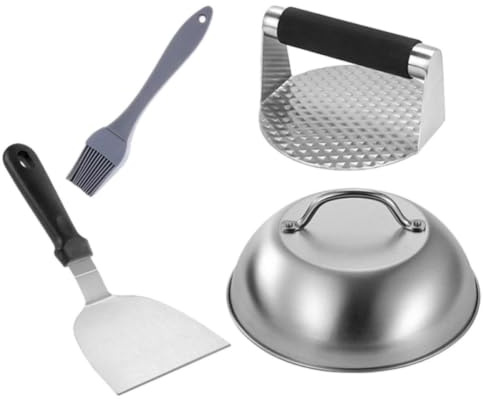 OSALADI Presse à Hamburger Outil Cuisine Barbecue 1 Set en Acier Inoxydable Accessoire Presse à Viande Poignée Antidérapante pour Hamburger pour Barbecue Extérieur