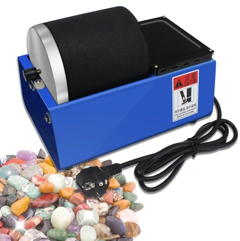 Rotary Rock Tumbler Electric Machine for Kids & Adults, Leakproof Rubber Barrel, Durable Low Noise Motor, One-Touch Settings for Shiny Finish, Cool Educational Toy