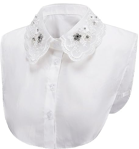 Metyou Damenhemd, falscher Kragen, Spitze, halbes Hemd, abnehmbar, falscher Kunstkragen, Manschette, Baumwolle, Choker-Krawatte