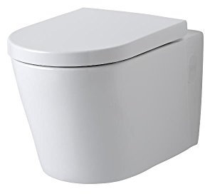 Milano Ballam Modern White Ceramic Wall Hung Rimless Toilet WC and Soft Close Seat
