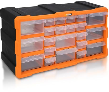 KENDO Kleinteilemagazin Schubladen - 22 Schubladen - Sortierkasten Wandmontage