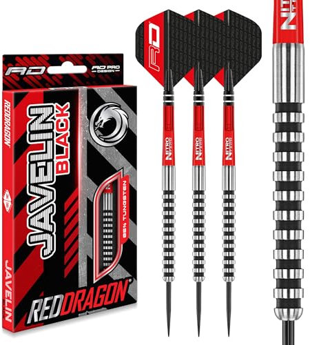 RED DRAGON Javelin Black Series Profi Dartpfeile Steeldarts Setmit Flights und Schäfte (24.00, Gramm)