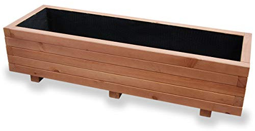 Alfalux Blumenkasten Pflanzkasten Aus Holz Pflanzkübel Balkonkasten Pflanzgefäß Garten Balkon Terrasse NUSS-BRAUN AB120KAN4030NU 120 x 40 x 30H cm mit 2 x Wasserablauf