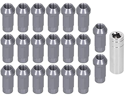 Radmuttern, 20 Stück Radmuttern M14x1,5 Gewinde 2 Zoll Höhe 7075-T6 Aluminium-Durchgangsloch-Kontermuttern(Titan)