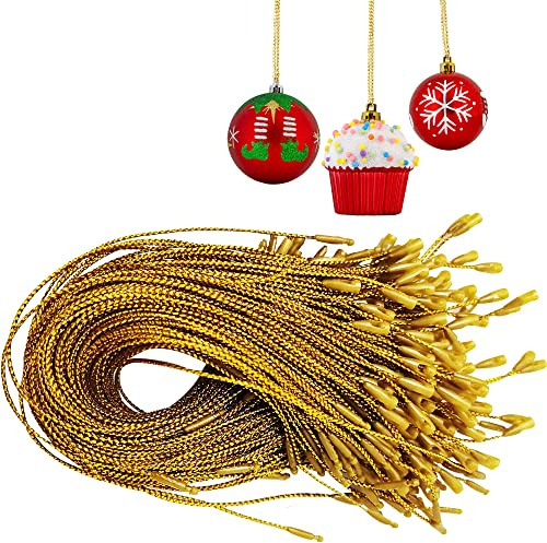 Christmas Tree Ornament String Hooks - Gold Easy Snap Ribbon 200 Pk