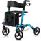 COSTWAY Folding Rollator, 4 Wheels Mobility Walker with Seat, Break, Adjustable Handle, Cane Holder and Detachable Storage Bag, Lightweight Walking Aid for Elderly Handicapped (Blue)