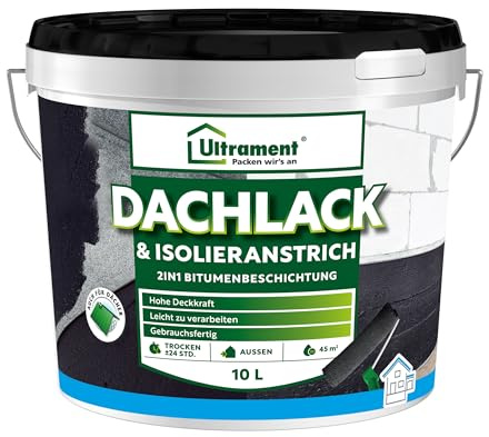 Ultrament Power Deckanstrich 2in1 10 kg dunkelbraun | Bitumenanstrich für Dach & erdberührte Bauteile | wasserabweisend, UV-beständig, gebrauchsfertig