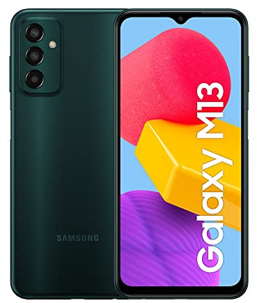 Samsung Galaxy M13 Smartphone Android Display 6,6 Zoll FHD+ TFT LCD Akku 5.000 mAh, Dreifachkamera, 4 GB, interner Speicher 128 GB, erweiterbar, grün [italienische Version] Exklusives Amazon