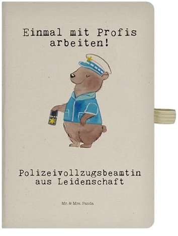 Mr. & Mrs. Panda DIN A5 Baumwoll Notizbuch Polizeivollzugsbeamtin Leidenschaft - Geschenk, Dankeschön, Schenken, Kollege, Polizistin Polizei, Kladde,