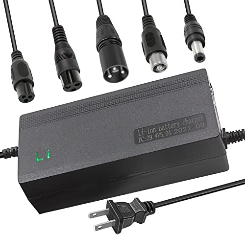 Tnvodejo 29.4V 5A Li ion Battery Charger Multiple Plugs Compatible with Dream i-100 All Star Superfly Ranger, Astro Turbo Sypher Power Adapter PowerFast 24V 7S