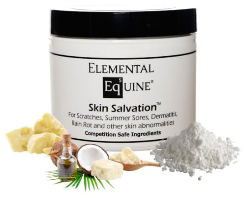 Elemental Equine Skin Salvation 4oz for Horses - Combats Scratches, Mud Fever, Summer Sores, Dermatitis, Summer Crud, Cannon Bone Gunk and Similar Skin Issues in Horses