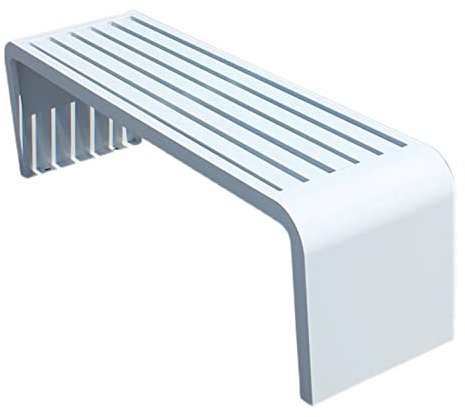 ZMYJTO Outdoor-Bank Park-Gartenbank, 2-3-Sitzer-Terrassenbank, Outdoor-Bänke, wetterfest, Stahlrahmen-Gartenbank, rückenfreie Terrassenbank, für Hinterhof, Veranda, Balkon, Rasen (Color : White, SI